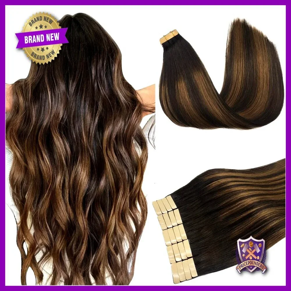 Tape-In Human Hair Extensions 18 Inch 50g 20pcs Remy Straight Skin Weft